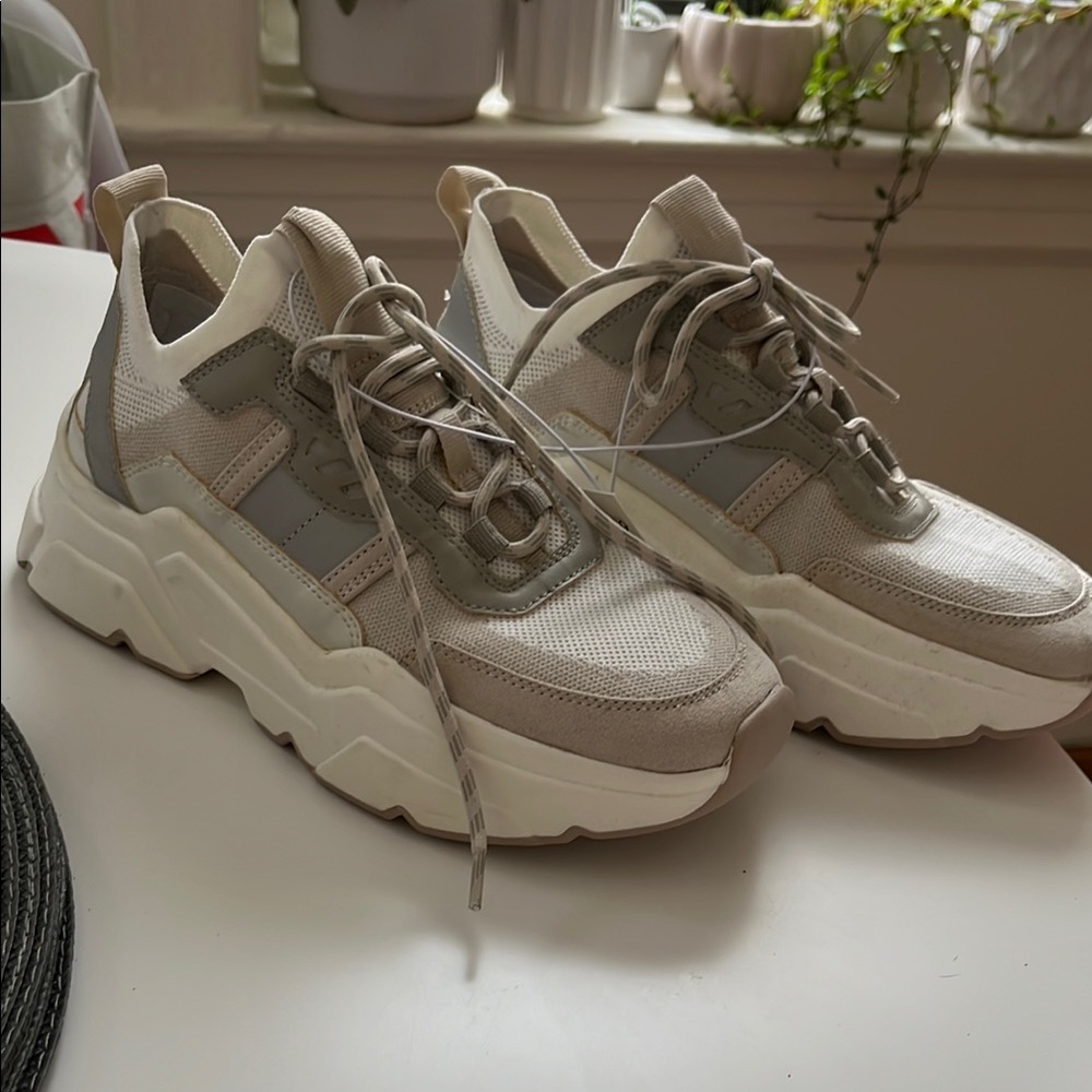 H&M Cream, Beige, and Gray Chunky Sneakers